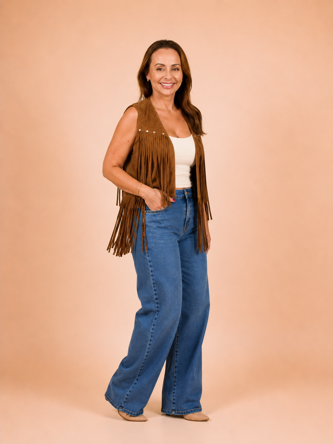 Colete Suede com Franjas