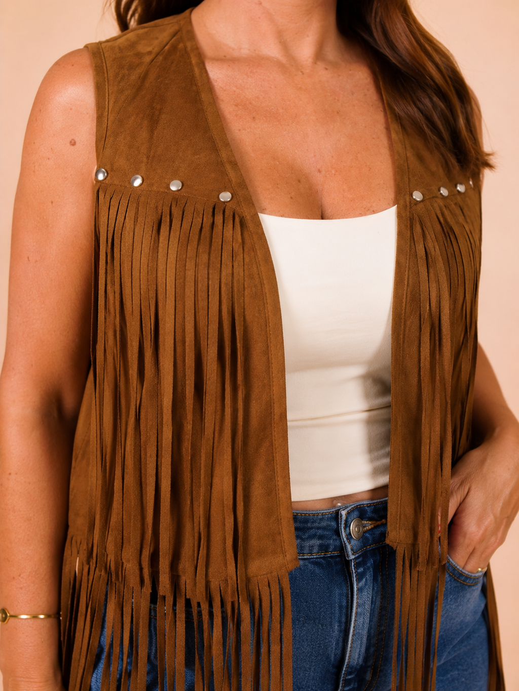 Colete Suede com Franjas