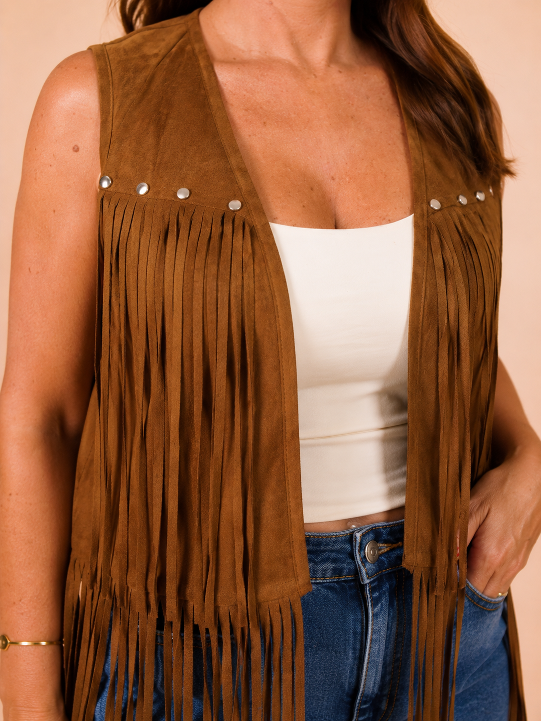 Colete Suede com Franjas