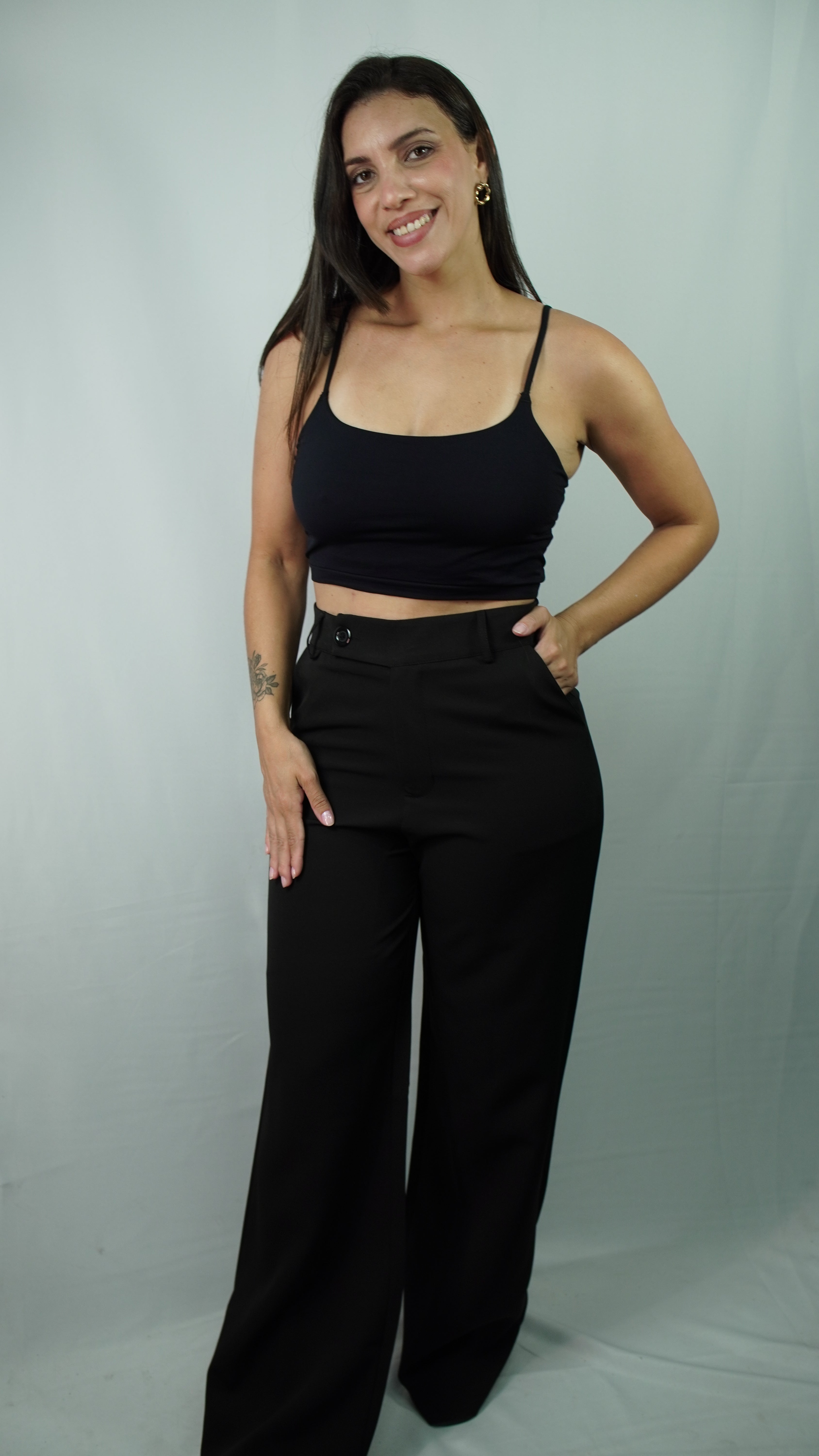 Conjunto Top Cropped e Calça Wide Leg