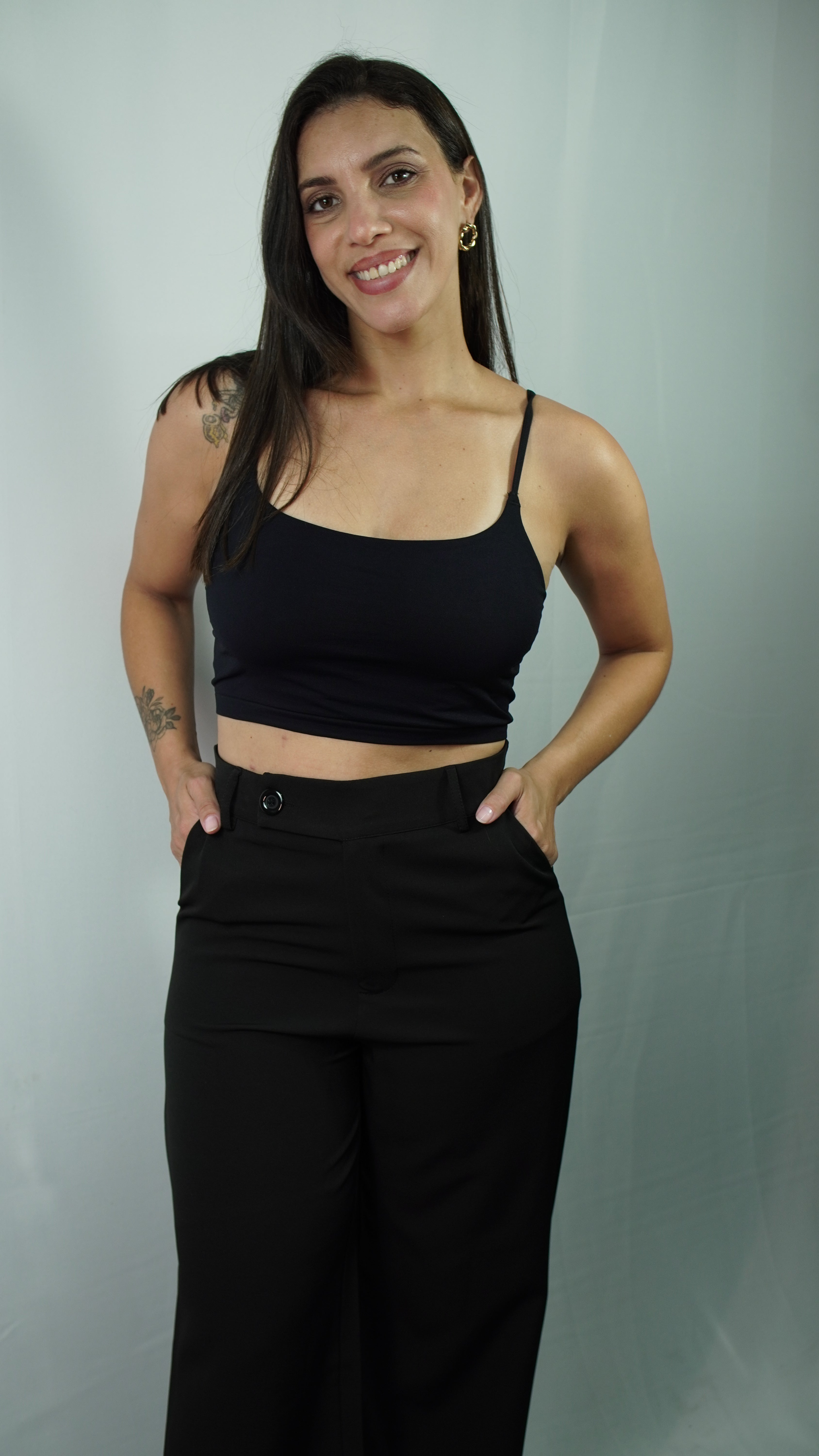 Conjunto Top Cropped e Calça Wide Leg