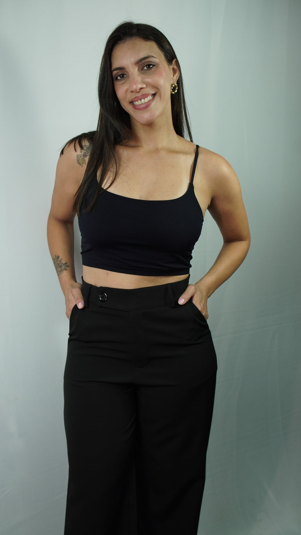 Conjunto Top Cropped e Calça Wide Leg