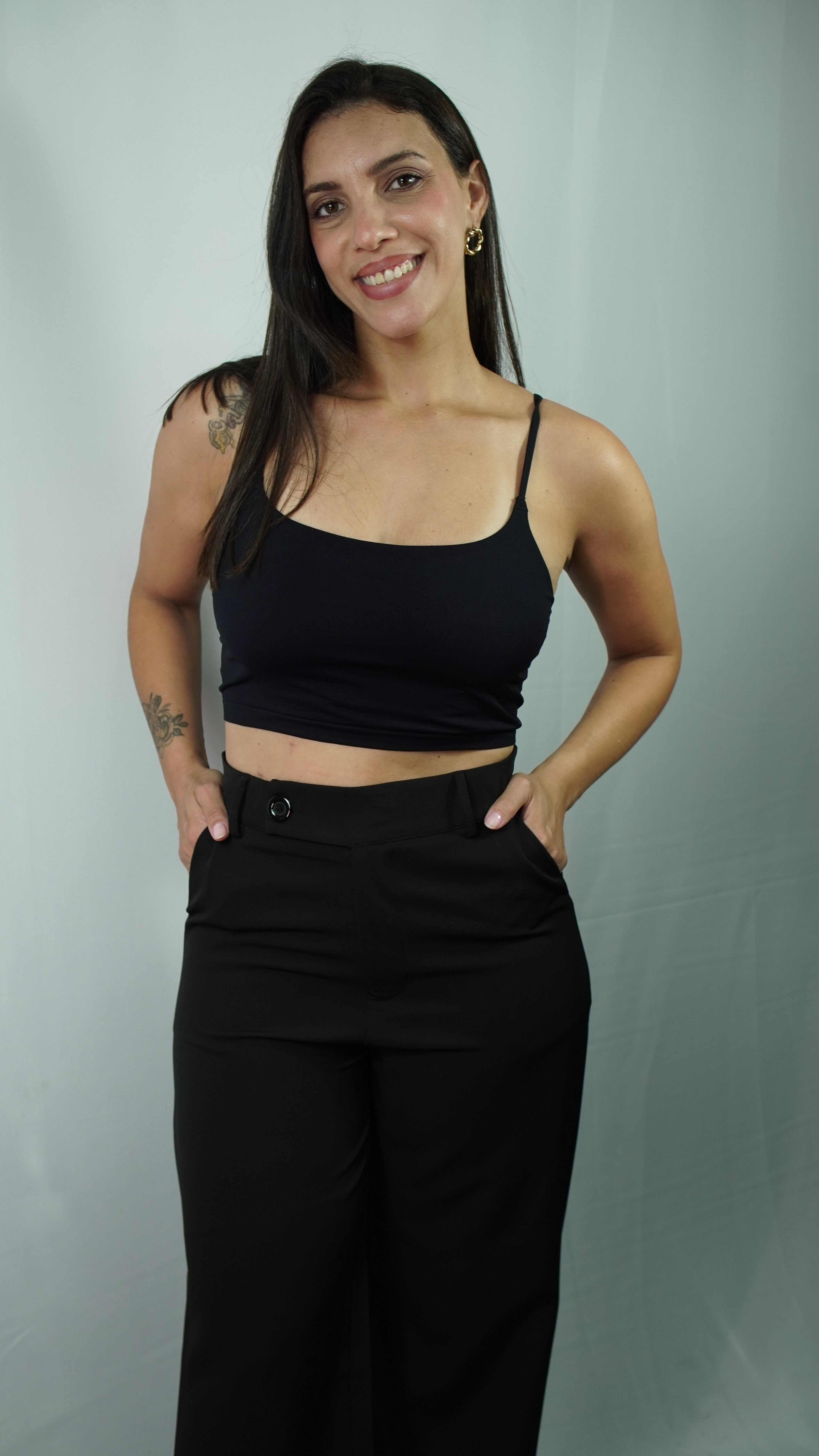 Conjunto Top Cropped e Calça Wide Leg